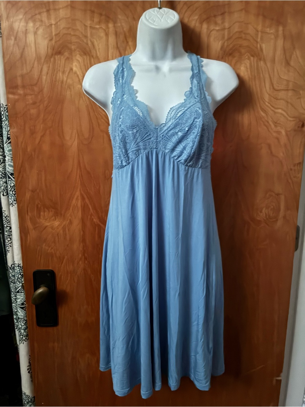 Fleurt Light Blue Lace Nightgown - Size Medium